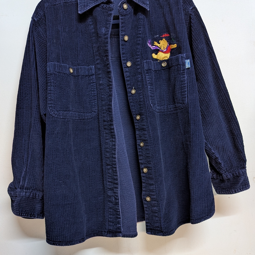 Embroidered Navy Corduroy Shirt